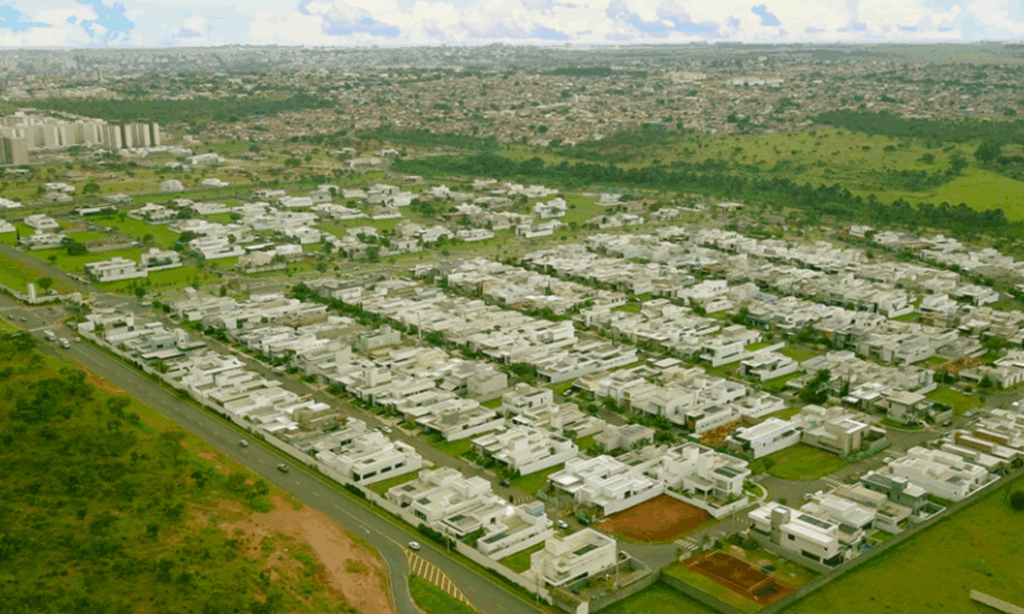 Vista aérea do loteamento Splendido, da GSP Loteamentos, em Uberlândia (MG).