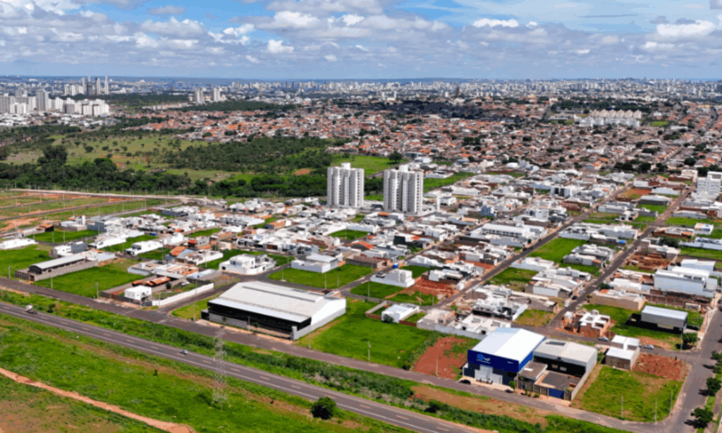 Vista aérea do loteamento Life I Uberlândia, da GSP Loteamentos.
